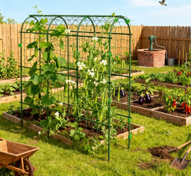 Arch Trellis,A-Frame Metal Garden Trellis,for Climbing Plants Outdoor,with Climbing Net