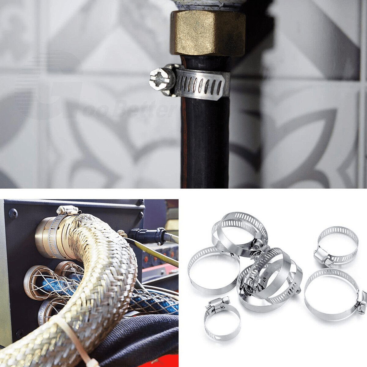 91pcs 304 Stainless Steel Hose Clamps Assorted Kit 8 Sizes 8mm - 44mm Adjustable Worm Gear Hose Clamp Clip for Water Pipe Plumbing - HomeDIYer