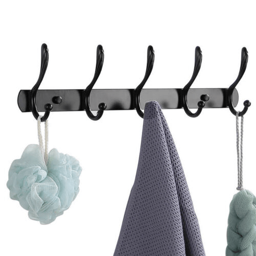 Stainless Steel Black Coat Hooks Drill Free Hanging Hooks Crested Tail 6 Hook - HomeDIYer
