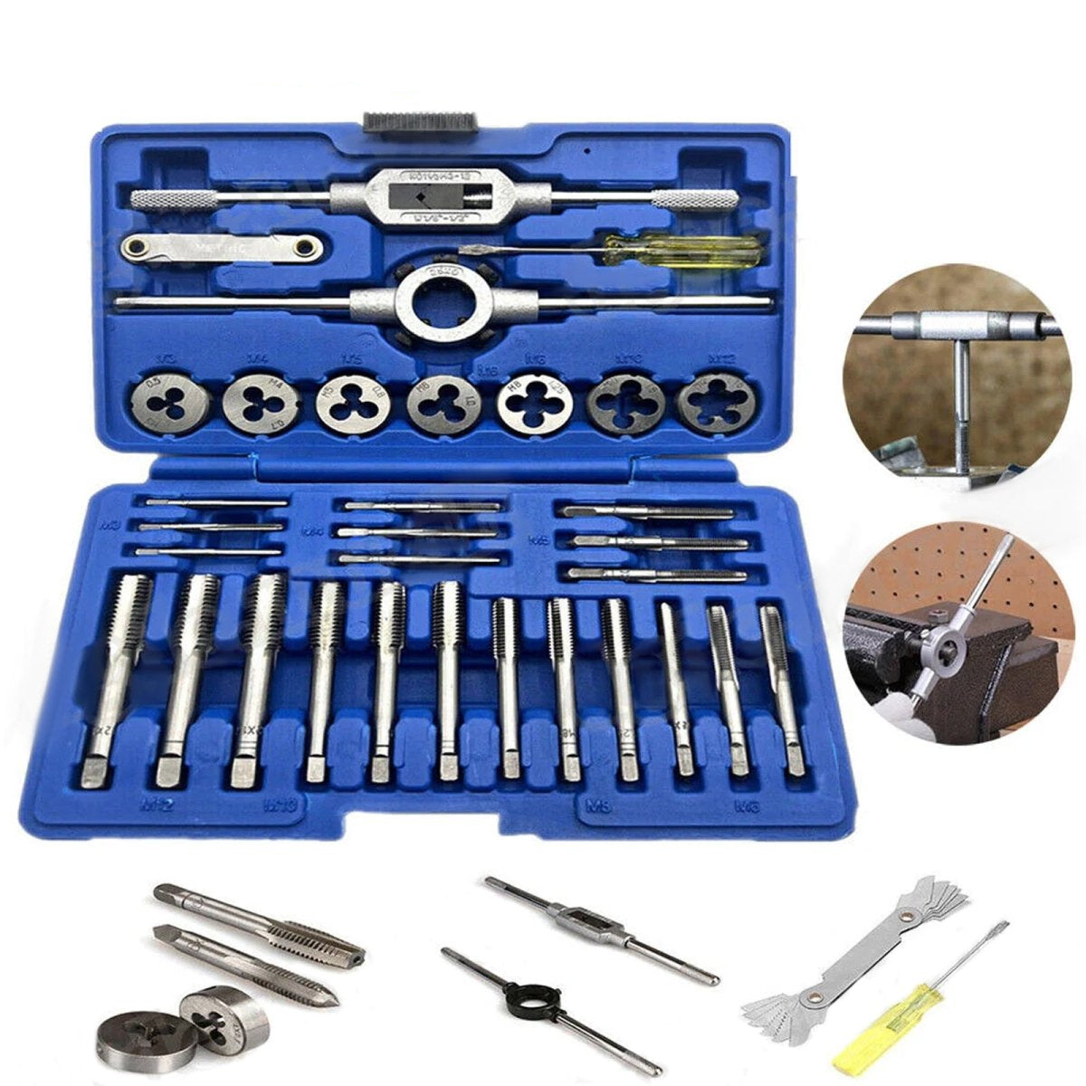 Experience Unmatched Quality and Durability with the Metric Tap and Die Set - A Comprehensive 32 - Piece Tool Kit for Precision Threading and Rethreading - HomeDIYer