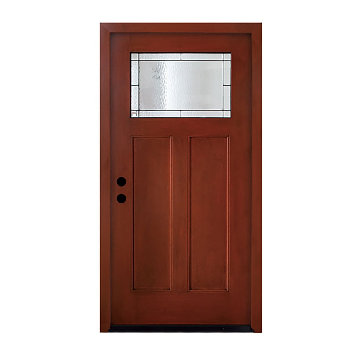 36 x 80 Knock - Down Fiberglass Entry Door with Brickmould, Vinyl Frame,Right Hand Inswing, Stain Red - Classic Craftsman Style for Home's Front Entrance - HomeDIYer