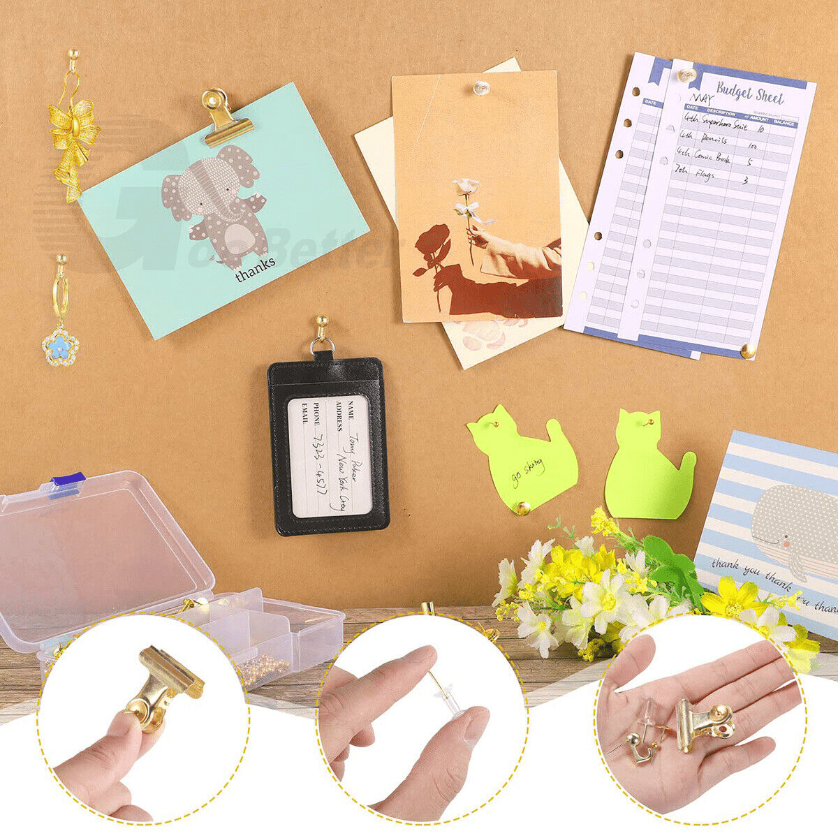 310x Thumbtacks Set Gold 5 Styles Tacks Tacks For Corkboard Office - HomeDIYer
