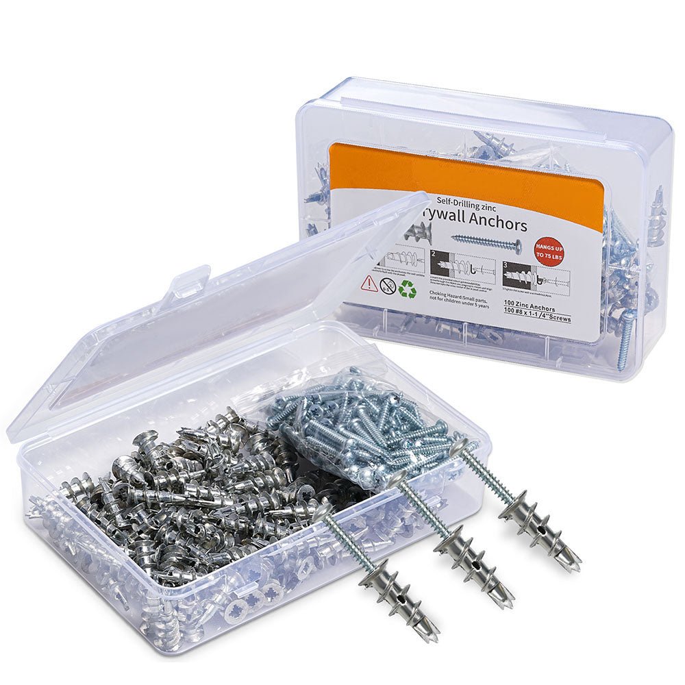 8x1 - 1/4" serewsZinc Self - Drilling Drywall Anchors with Screws Set Heavy Duty Metal Wall Anchors - HomeDIYer