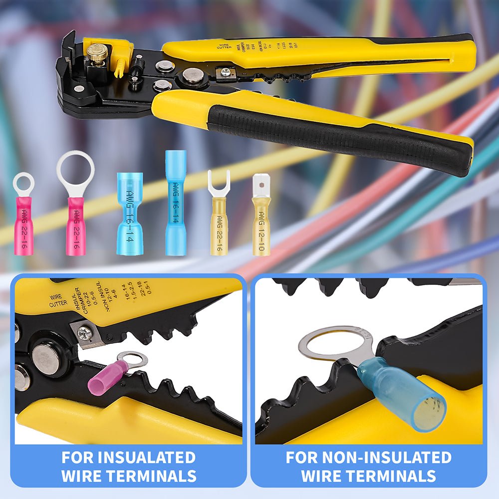 Wire Stripper and Crimping Tool,AWG 24 - 10 Automatic Stripper Tool with AWG 22 - 10 Ratchet Wire Crimper For Heat Shrink Connectors - HomeDIYer