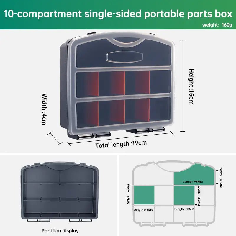Multi - Compartment Portable Plastic Tool Box with Removable Dividers, Thick - Wall Design, Large Capacity for Screw Accessories Storage - HomeDIYer