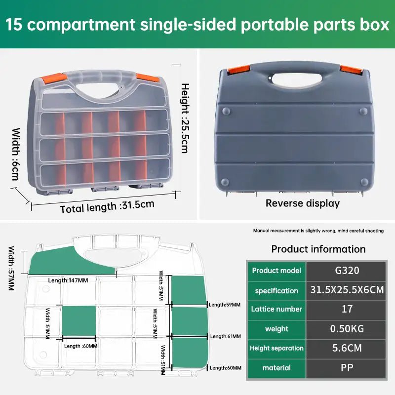 Multi - Compartment Portable Plastic Tool Box with Removable Dividers, Thick - Wall Design, Large Capacity for Screw Accessories Storage - HomeDIYer