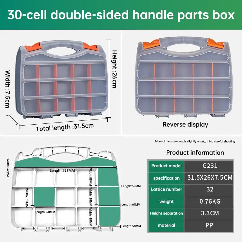 Multi - Compartment Portable Plastic Tool Box with Removable Dividers, Thick - Wall Design, Large Capacity for Screw Accessories Storage - HomeDIYer