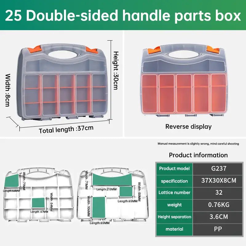 Multi - Compartment Portable Plastic Tool Box with Removable Dividers, Thick - Wall Design, Large Capacity for Screw Accessories Storage - HomeDIYer