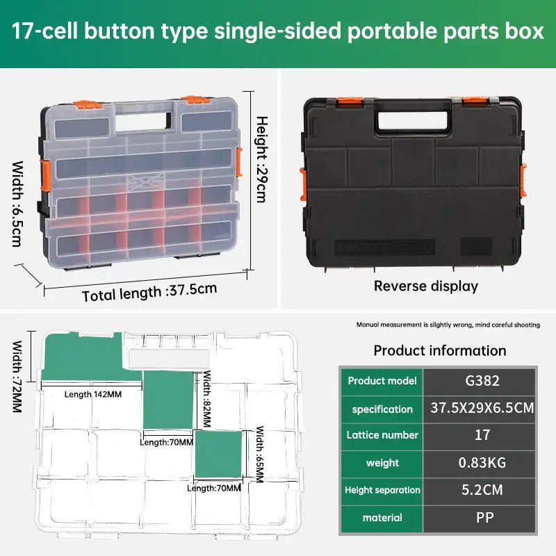 Multi - Compartment Portable Plastic Tool Box with Removable Dividers, Thick - Wall Design, Large Capacity for Screw Accessories Storage - HomeDIYer