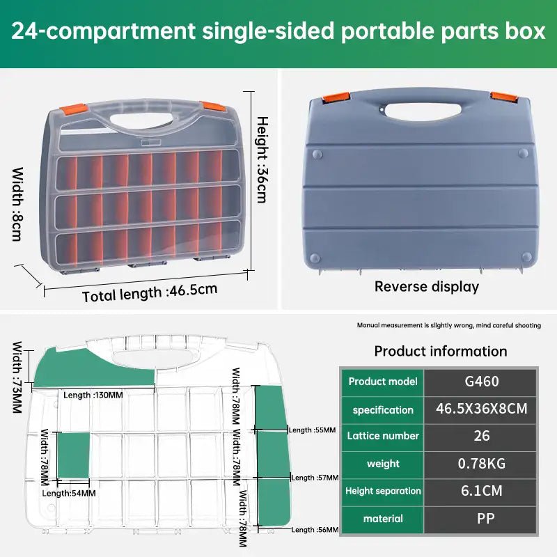Multi - Compartment Portable Plastic Tool Box with Removable Dividers, Thick - Wall Design, Large Capacity for Screw Accessories Storage - HomeDIYer