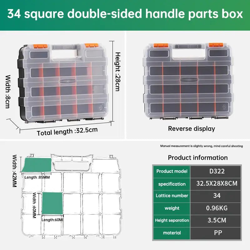 Multi - Compartment Portable Plastic Tool Box with Removable Dividers, Thick - Wall Design, Large Capacity for Screw Accessories Storage - HomeDIYer
