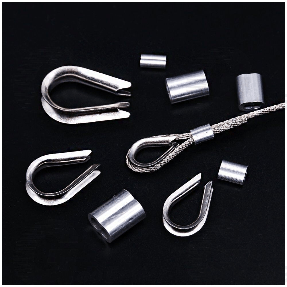 195Pcs Wire Rope Cable Thimbles and Crimping Sleeve Kit A2 Stainless Steel M2 - M5 - HomeDIYer