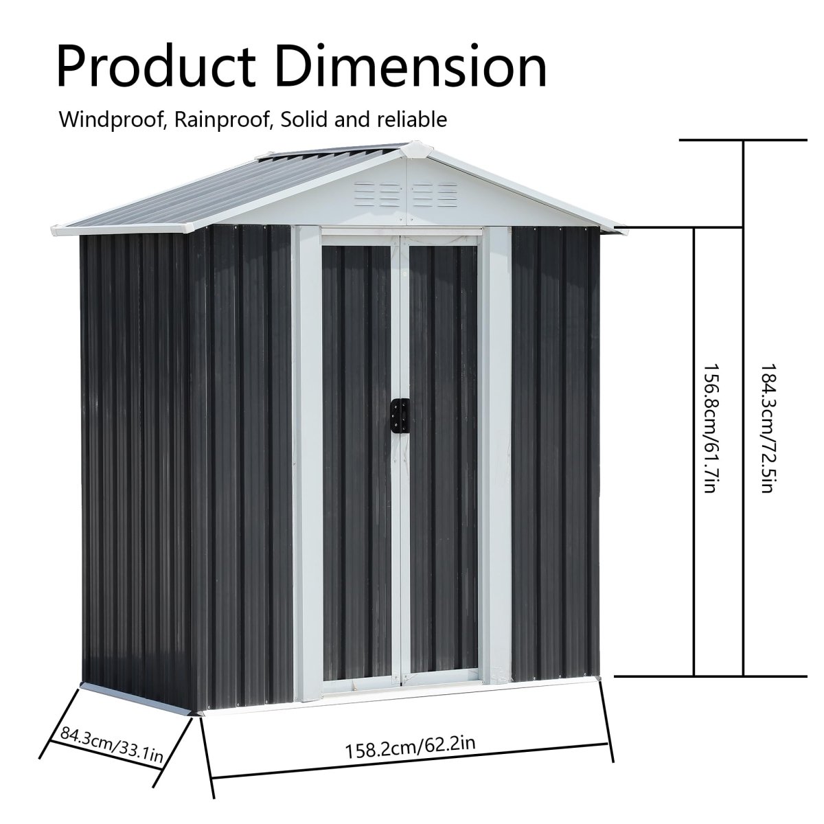 5x3FT Heavy Duty Outdoor Storage Shed with Sliding Doors - HomeDIYer
