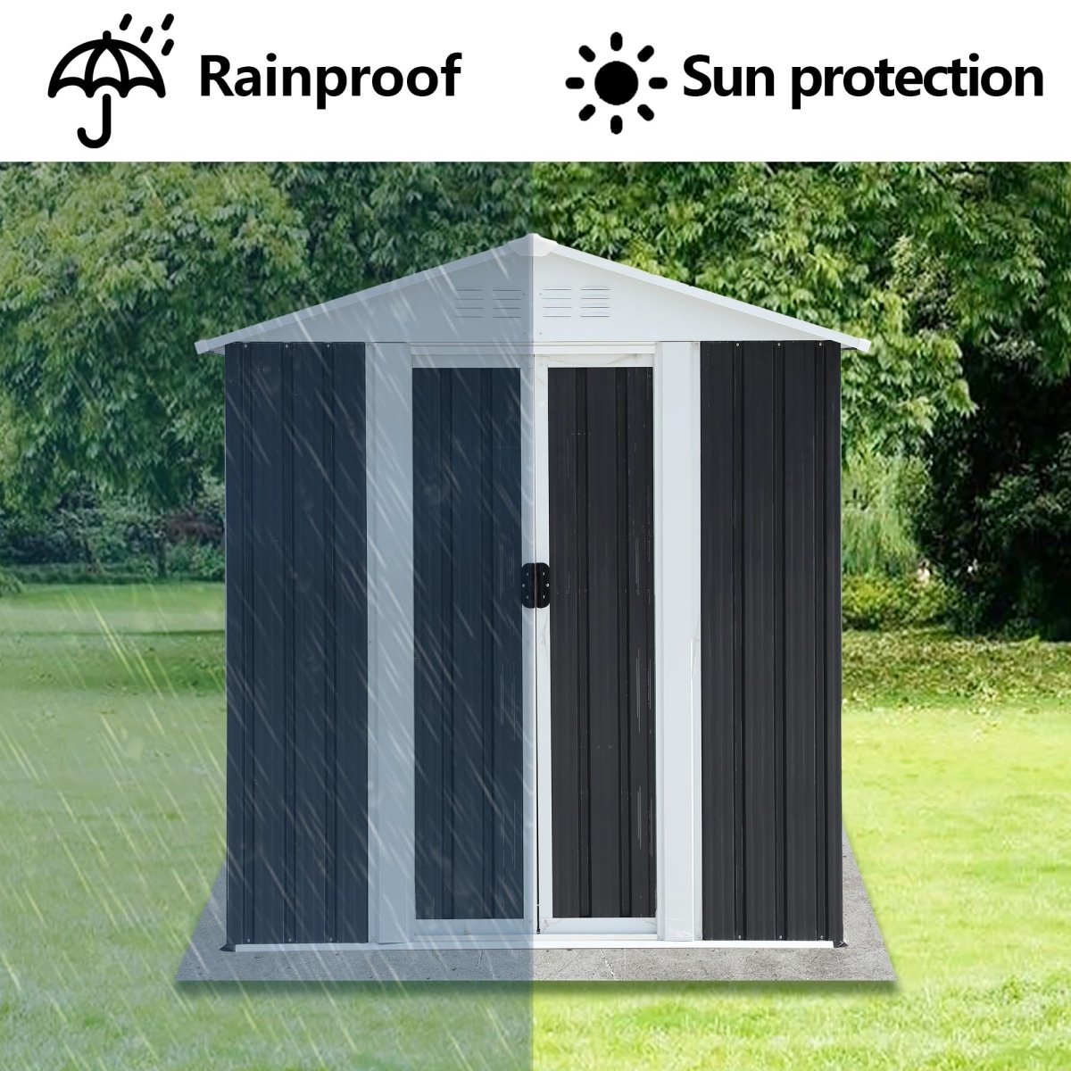 5x3FT Heavy Duty Outdoor Storage Shed with Sliding Doors - HomeDIYer