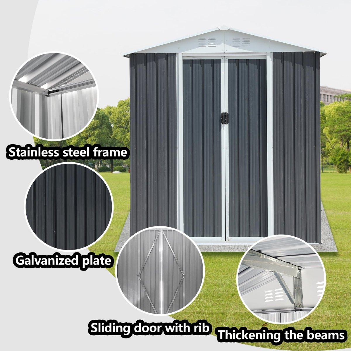 6x4FT Outdoor Metal Storage Shed | Aluminum Alloy Garden Shed - HomeDIYer