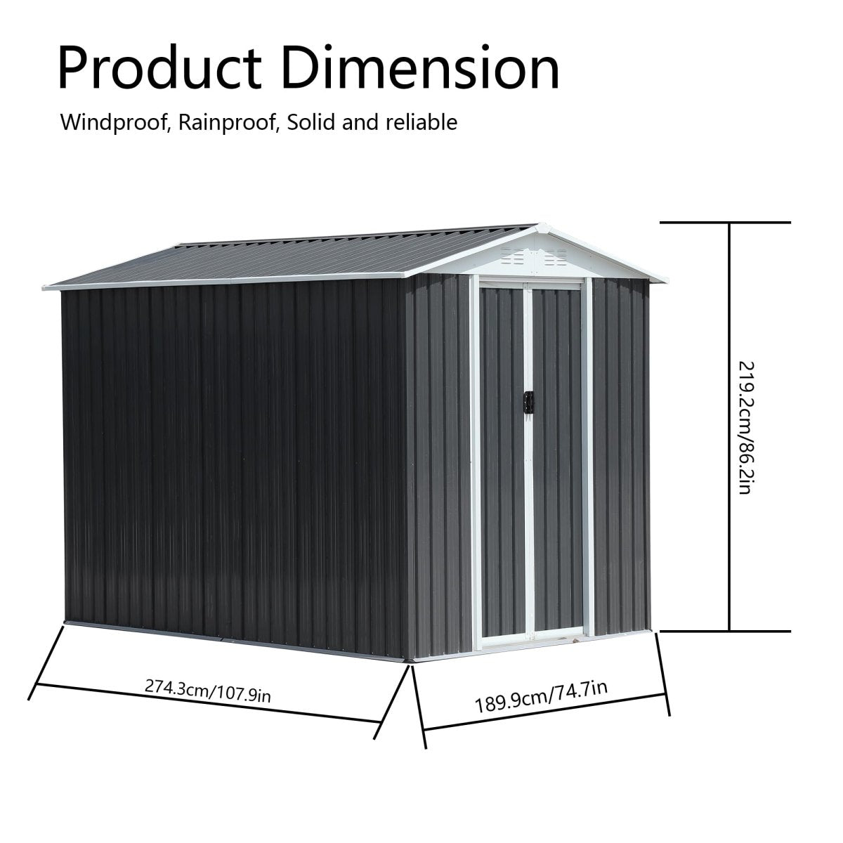 6x9FT Outdoor Metal Storage Shed | Waterproof Garden Shed with Lockable Door - HomeDIYer