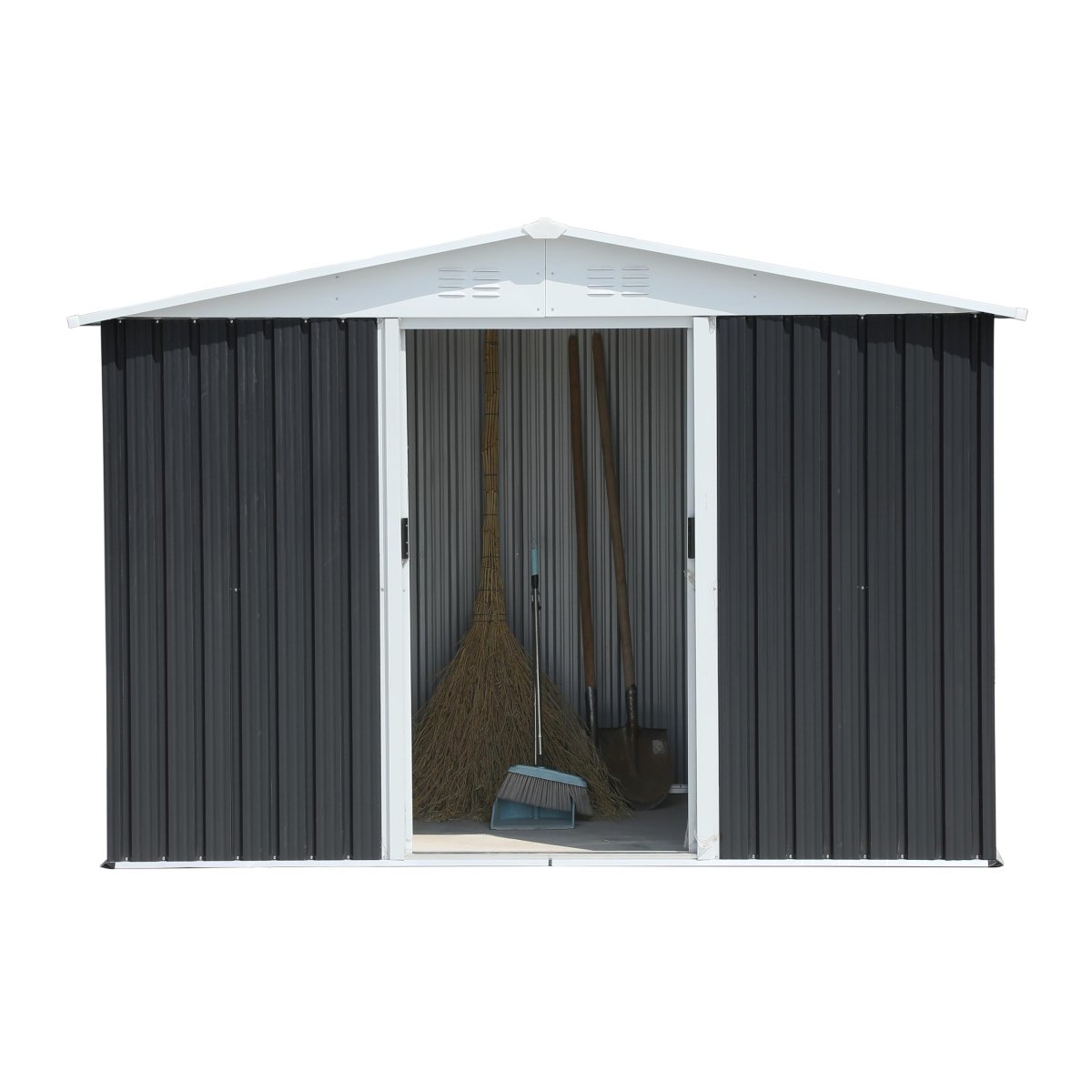 10x8FT Outdoor Storage Shed with Windows | Metal Garden Shed with Lockable Door - HomeDIYer
