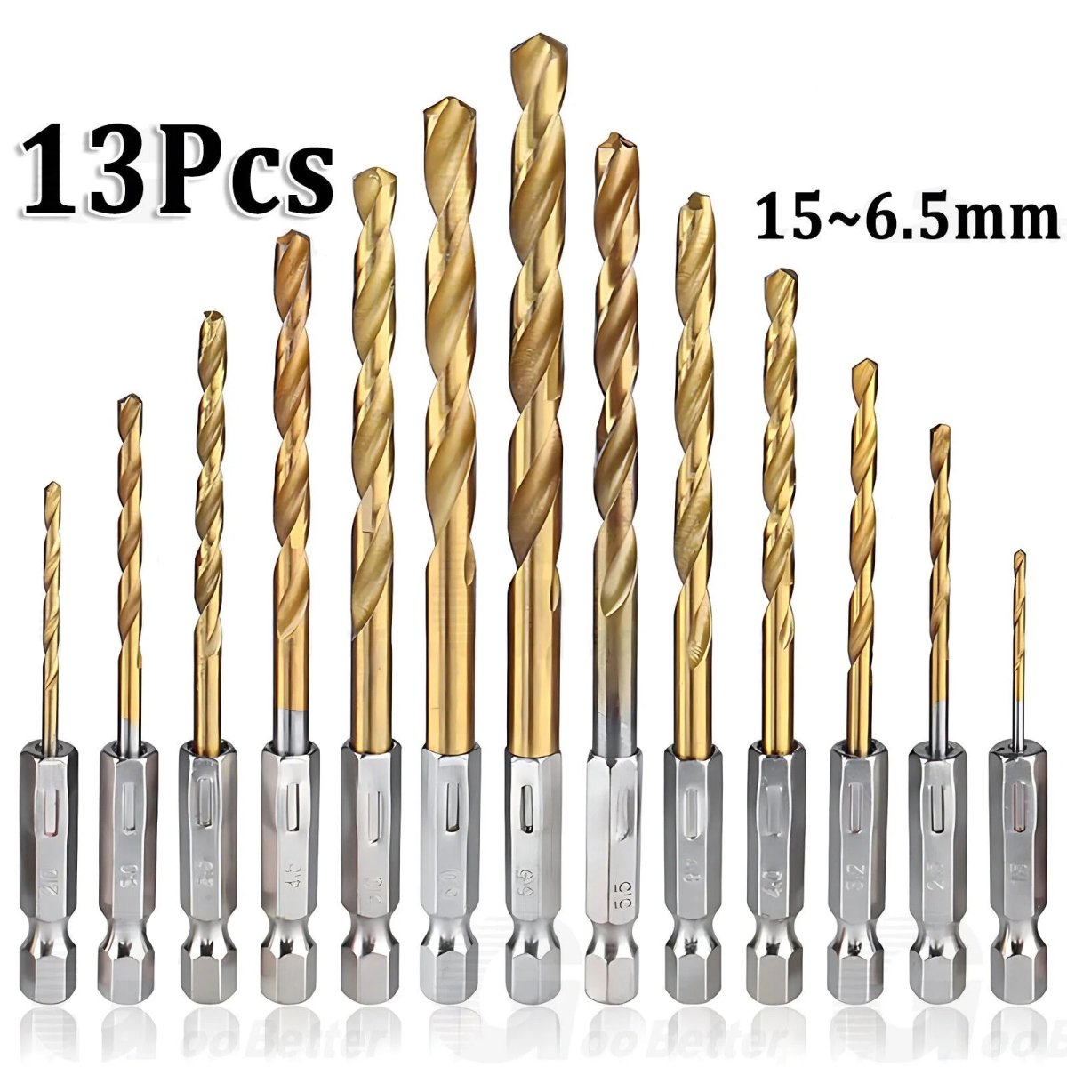 HSS Titanium Coated Twist Drill Bit Set 1/4” Hex Shank 1.5 - 6.5mm For wood Metal - HomeDIYer