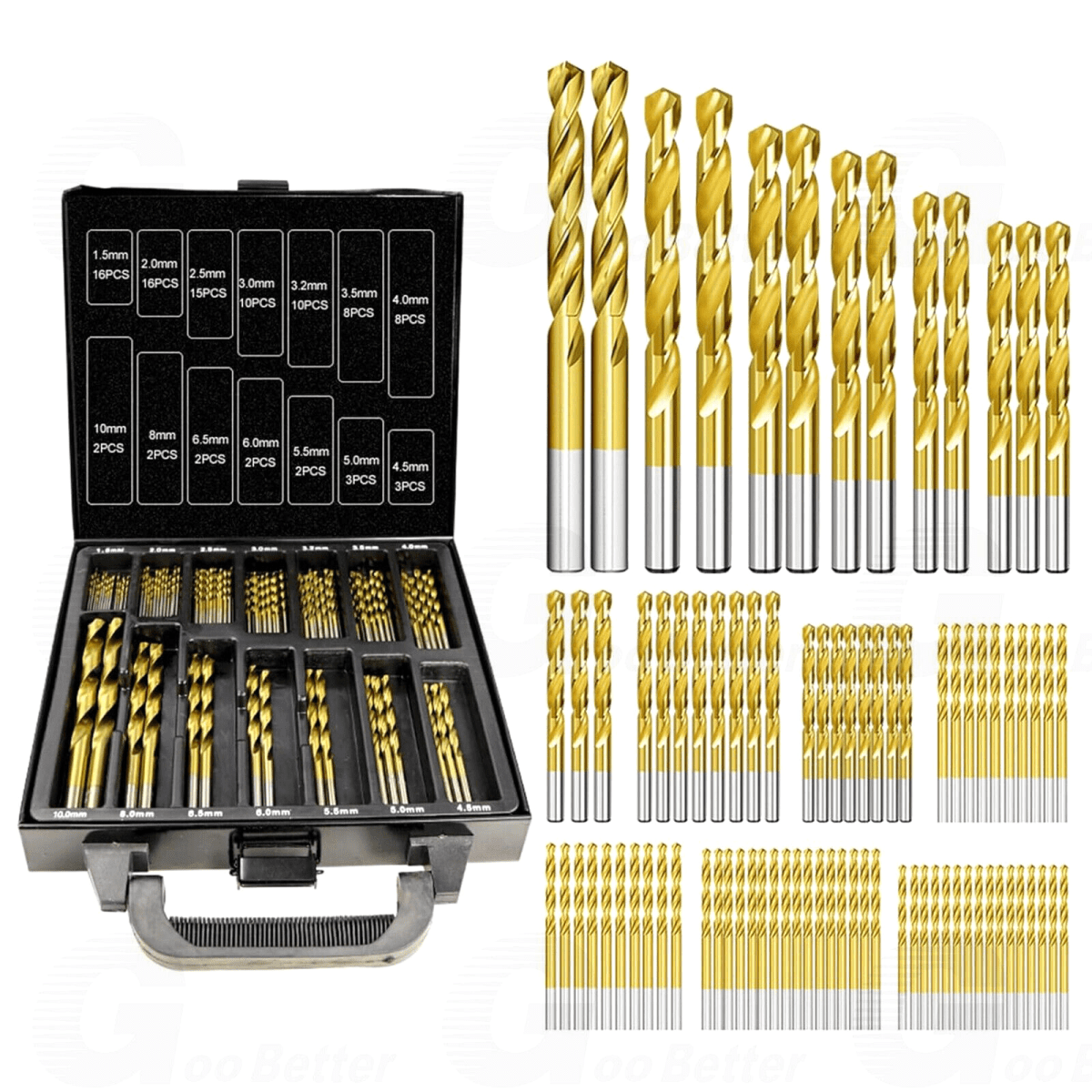 HSS Twist Drill Bit Set 1.5 - 10mm Titanium Hole Saw Tools DIN338 Metal Drill 99Pc - HomeDIYer