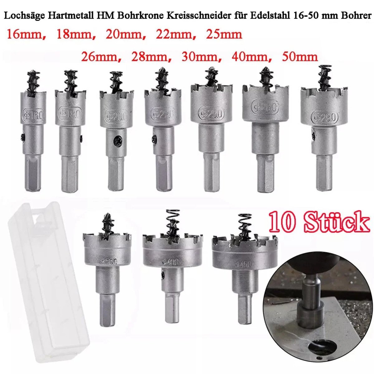 Hole saw Carbide carbide drill bit Circle cutter for stainless steel 16 - 50 mm drill bit - HomeDIYer