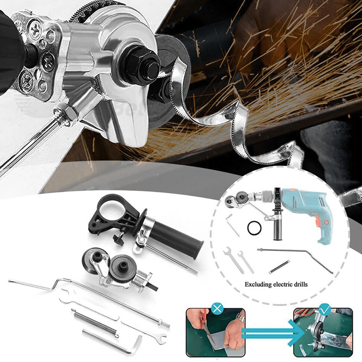 Electric Shears Metal Nibbler Drill Attachment Precise Cutting Sheet Cutter Saw - HomeDIYer