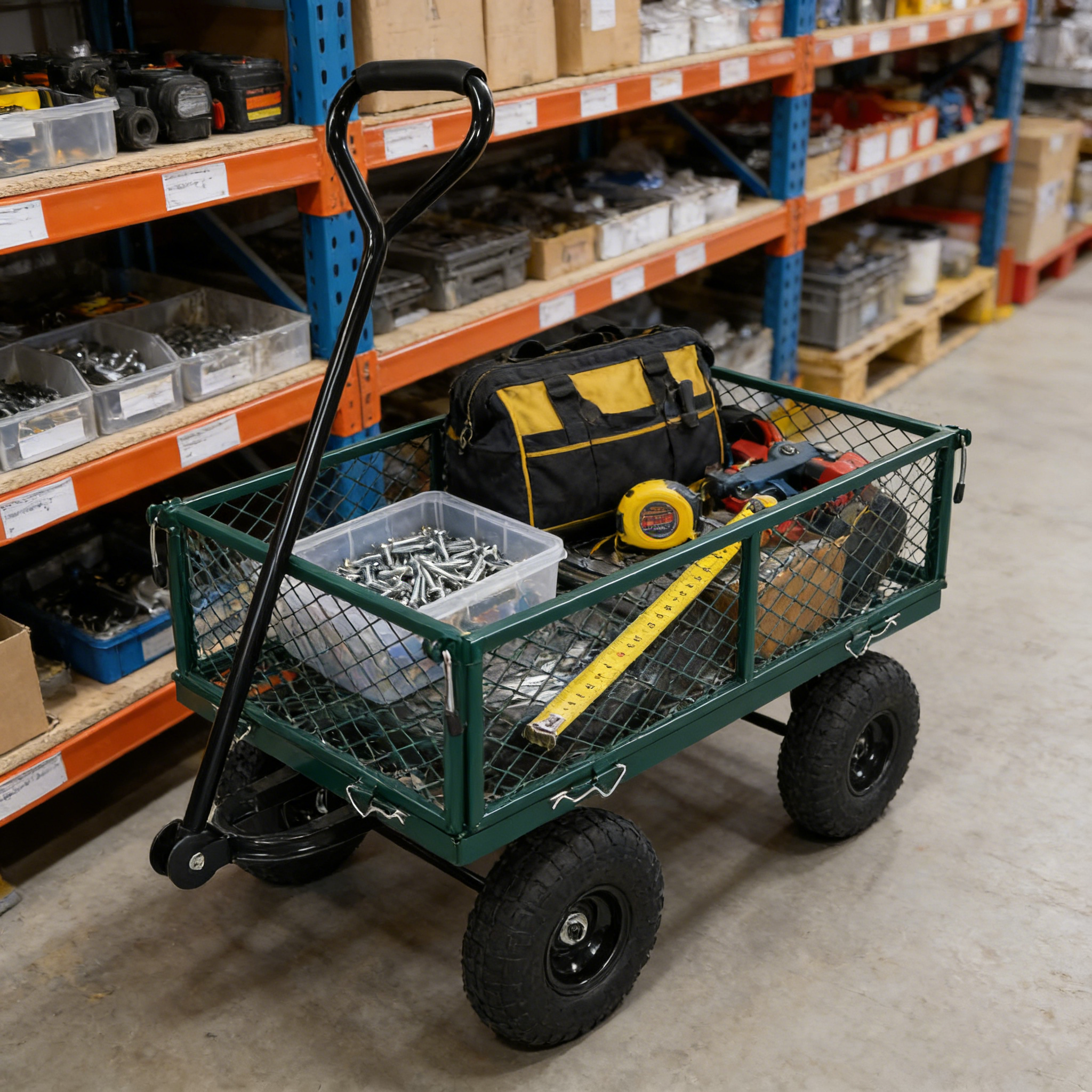 Wagon Cart Garden cart trucks make it easier to transport firewood (green)
