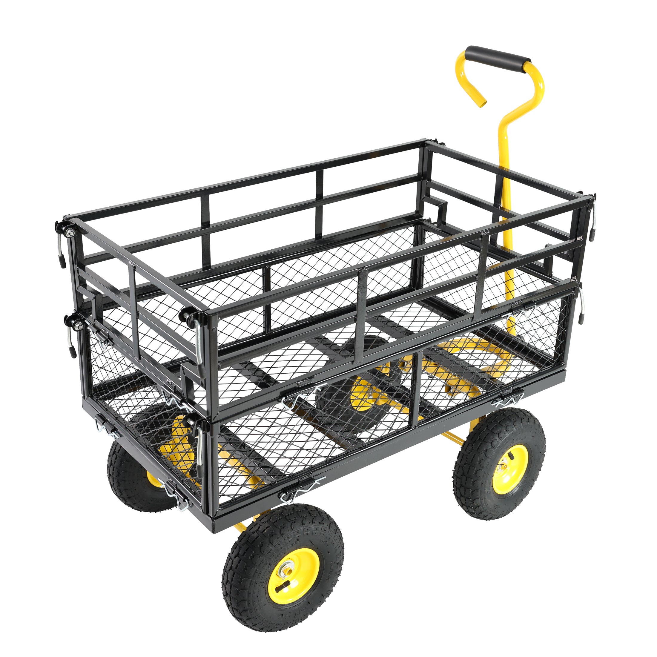 Mini Folding Wagon Garden Shopping Beach Cart (brake+orange+black)
