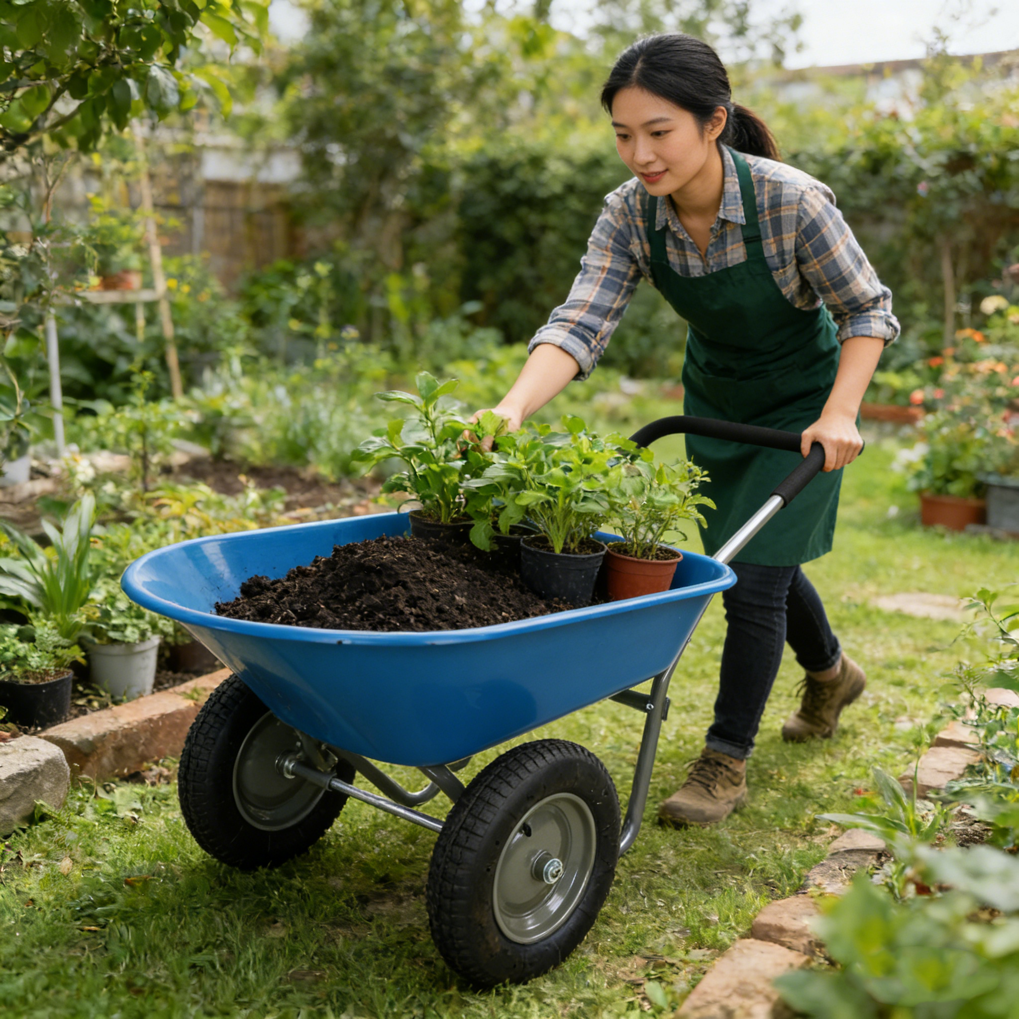 wheel barrow Two wheeled trolley for blue garden 15 inch pneumatic wheel WB189BL