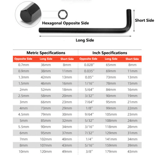 Orange Hexagonal Inch Metric Wrench Set L Type 30pcs | HomeDIYer - HomeDIYer