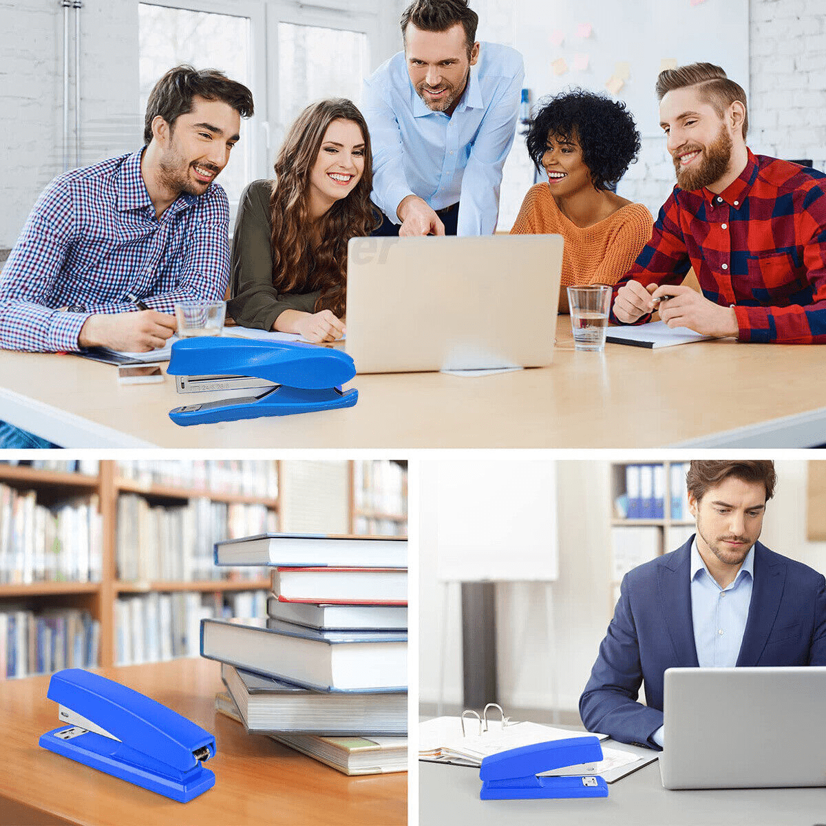 3 - Piece Stapler Office Stapler & 1000 Staples & Staple Remover Set 24/6 Blue/Black Stapler - HomeDIYer
