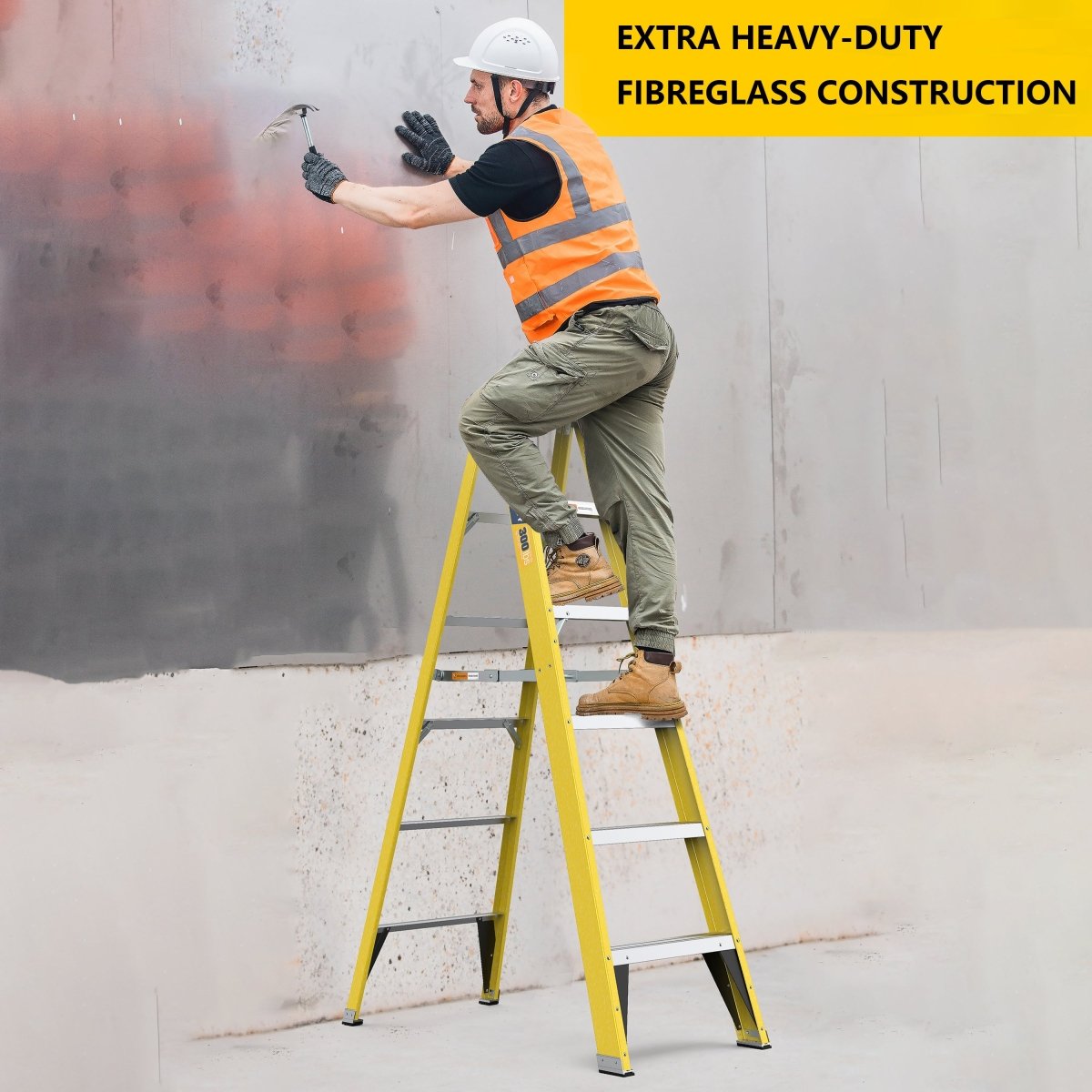 Fiberglass Step Ladder 6 - Step 300LBS Yellow - HomeDIYer