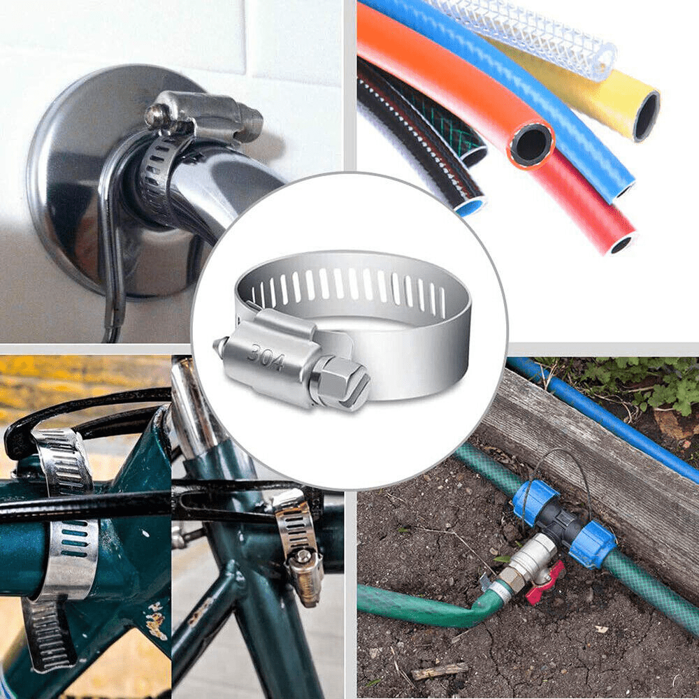 60pcs Adjustable Hose Clamps Stainless Steel 8 - 38mm Fuel Line Clamp Assortment - HomeDIYer