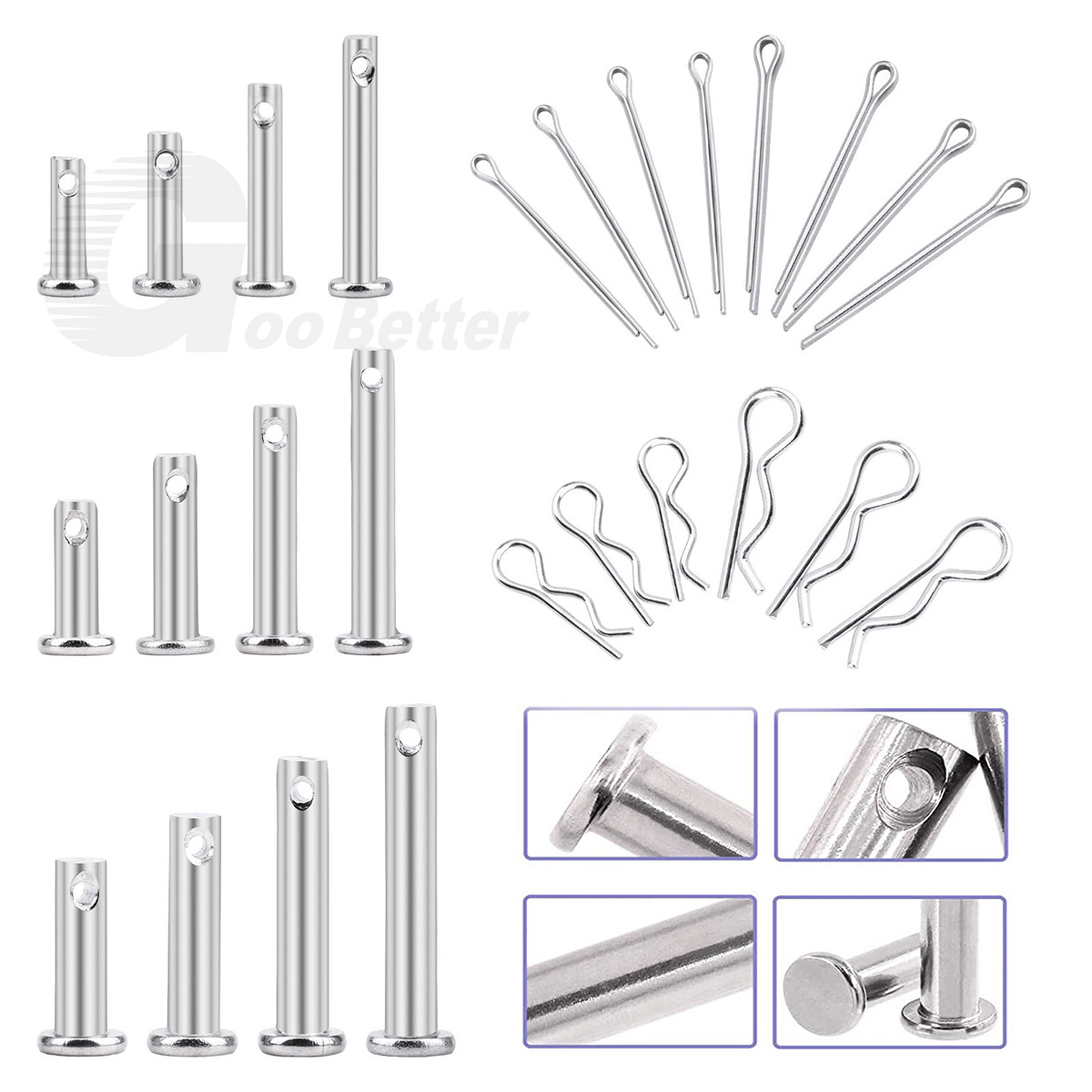 123Pcs Clevis Pins Metric M1.5 - M8 Stainless Steel R - Clips Cotter Pin Assortment Set - HomeDIYer