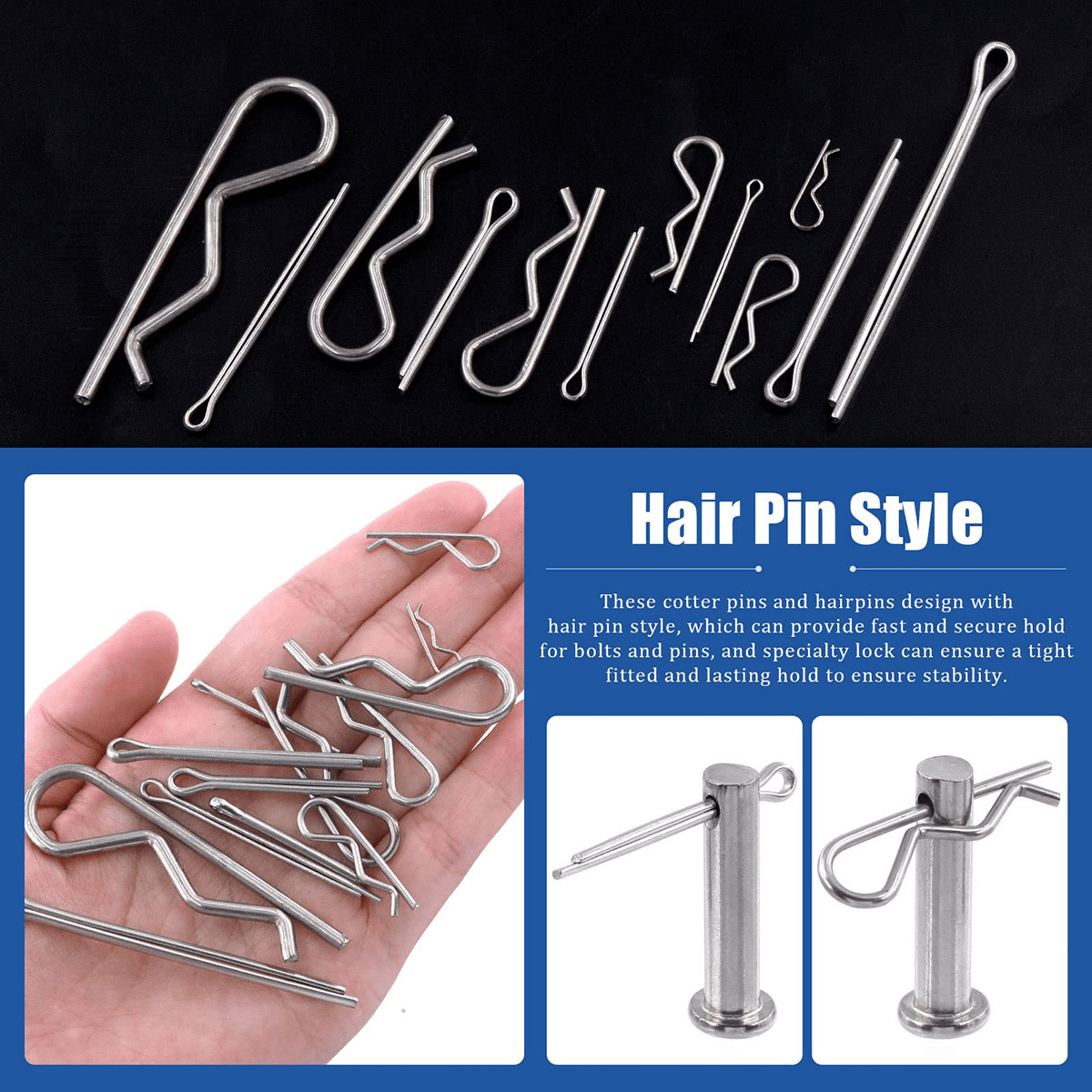 123Pcs Clevis Pins Metric M1.5 - M8 Stainless Steel R - Clips Cotter Pin Assortment Set - HomeDIYer