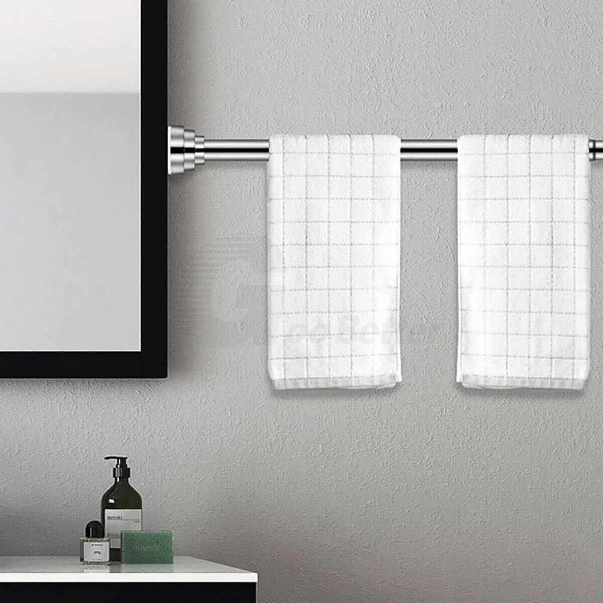 100cm Shower Curtain Rail Rod Spring Extendable Stainless Steel Telescopic Pole - HomeDIYer