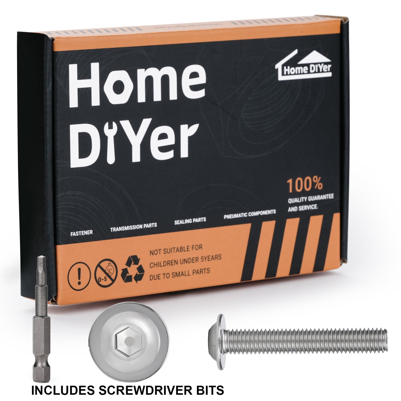 A2 Stainless Flanged Button Head Screws M3–M8, ISO7380-2, Hex Bits Included
