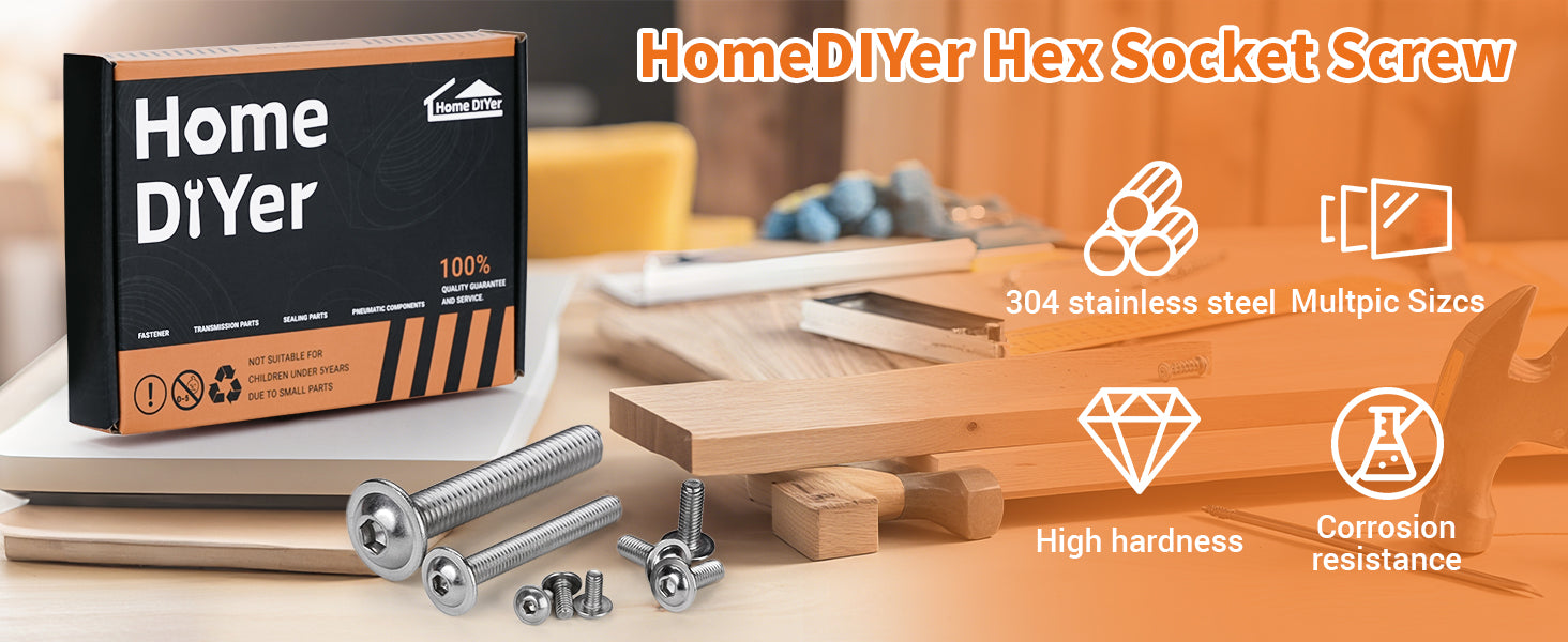 A2 Stainless Flanged Button Head Screws M3–M8, ISO7380-2, Hex Bits Included