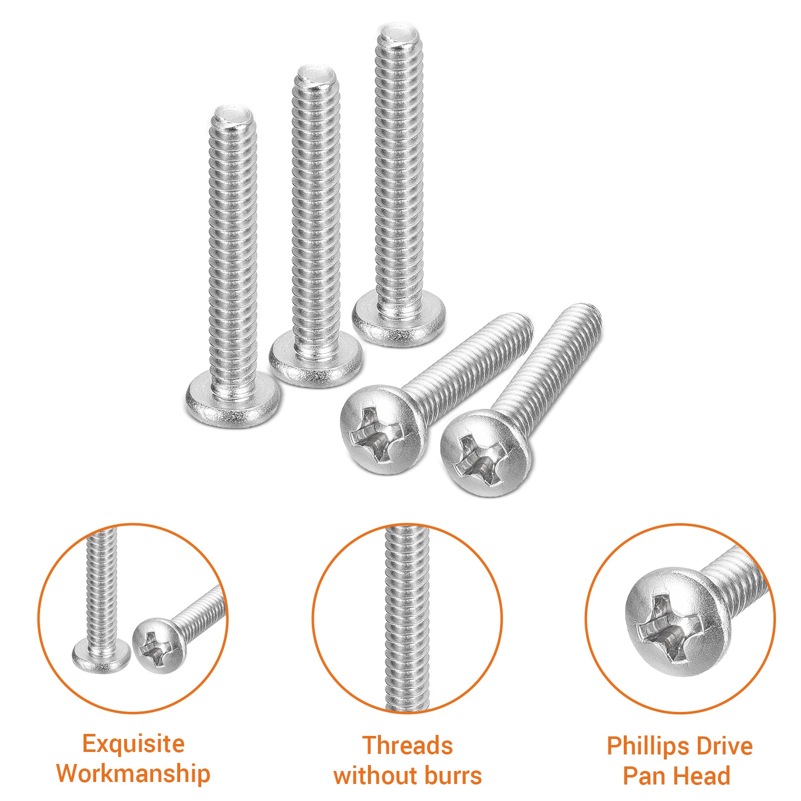 A2 Stainless Steel Pozi Pan Machine Screws – Pozidrive Bolts M2 to M4 | DIN 7985 (100Pcs)