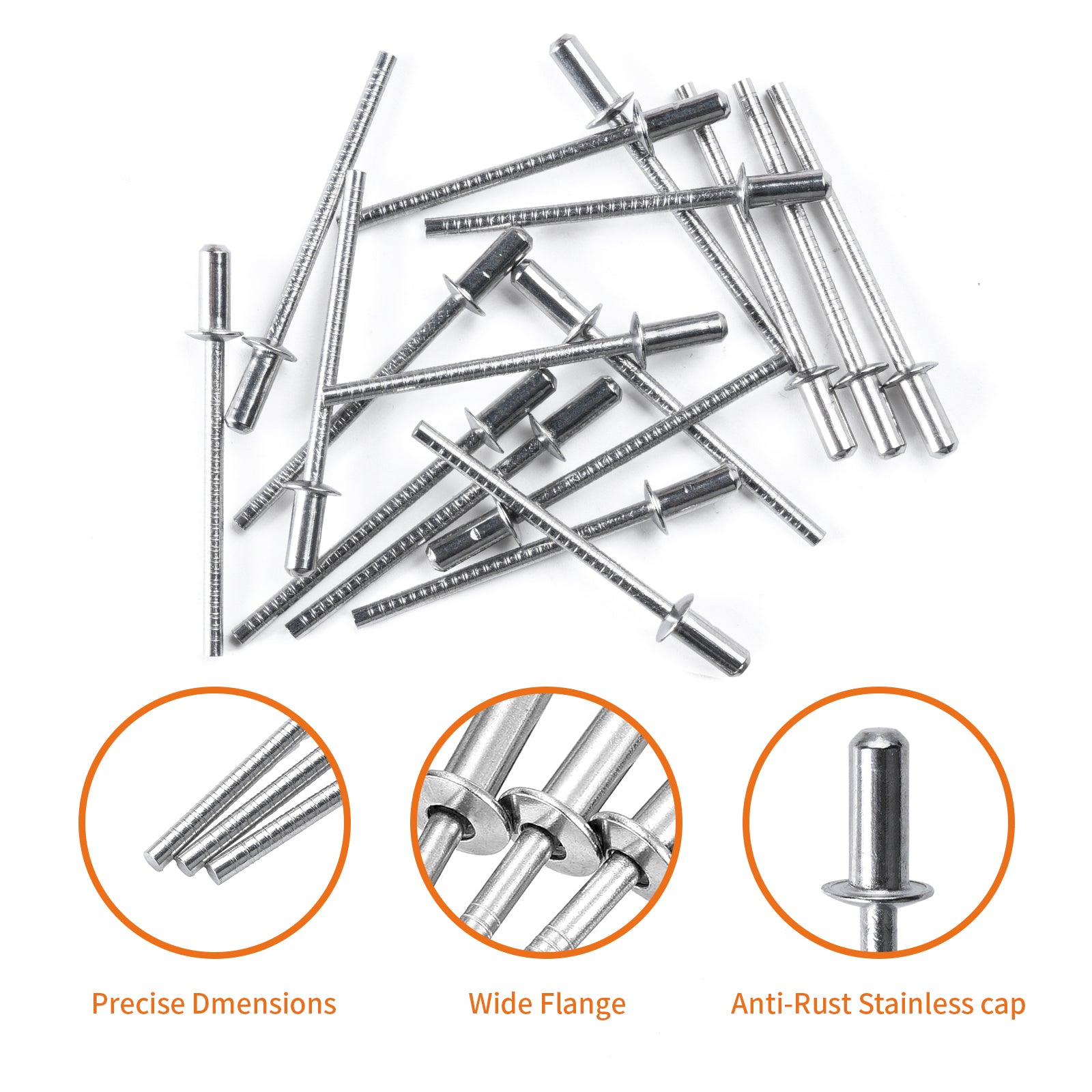 Sealed Pop Rivets – Closed Dome Head Blind Rivets A2 Stainless Steel 3.2mm, 4.0mm, 4.8mm (100Pcs)