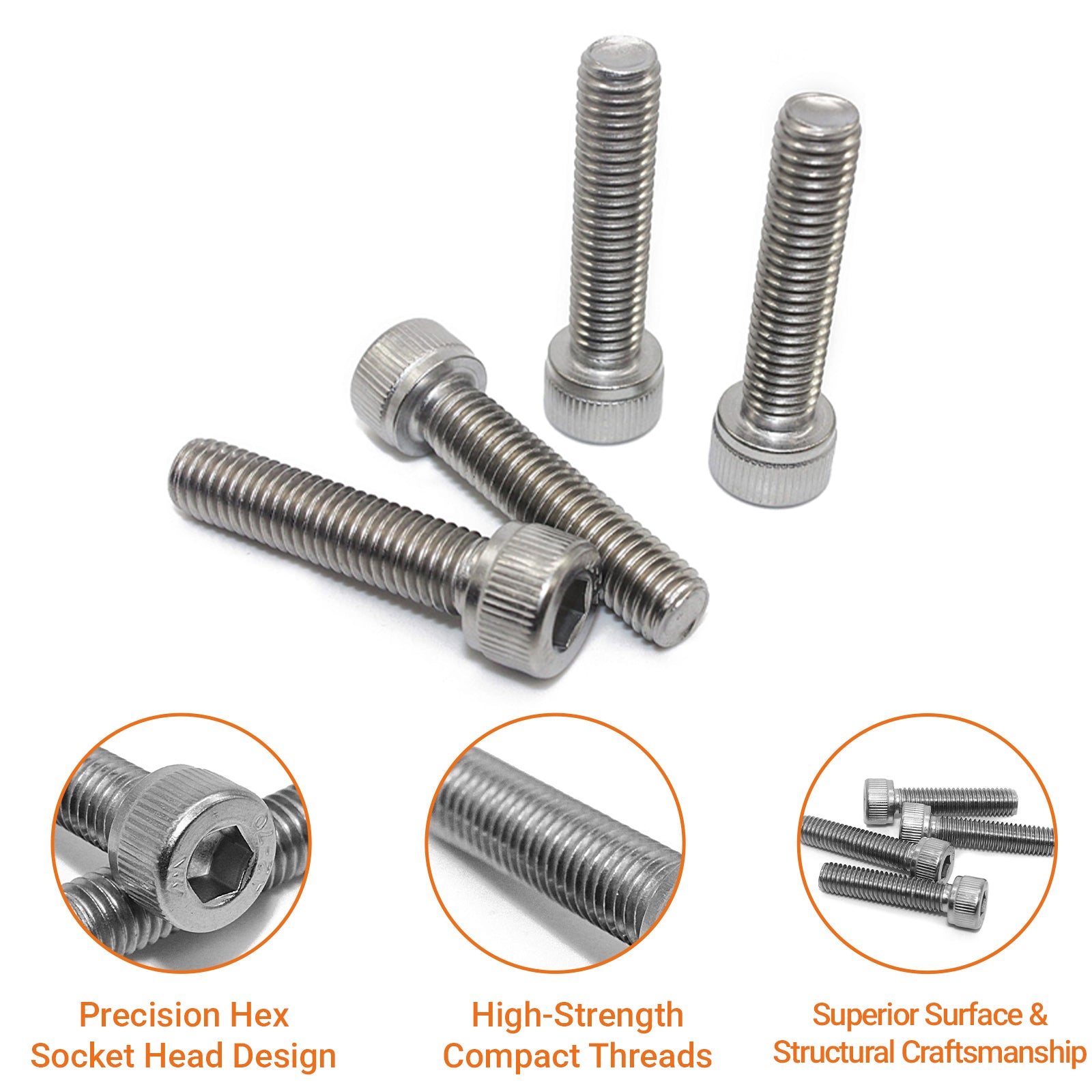 A2 Stainless Steel Socket Cap Screws – Hexagon Allen Key Bolts M3 to M10 | Fully Threaded
