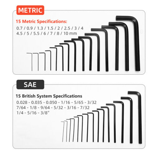 Orange Hexagonal Inch Metric Wrench Set L Type 30pcs | HomeDIYer - HomeDIYer
