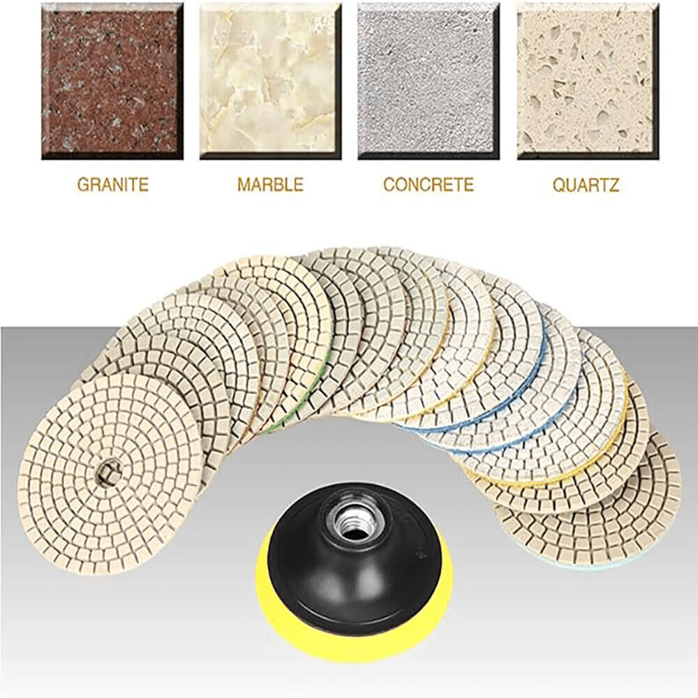 16Pcs 100mm 4" Diamond Polishing Pads Wet Dry Set Kit For Concrete Marble Tile - HomeDIYer