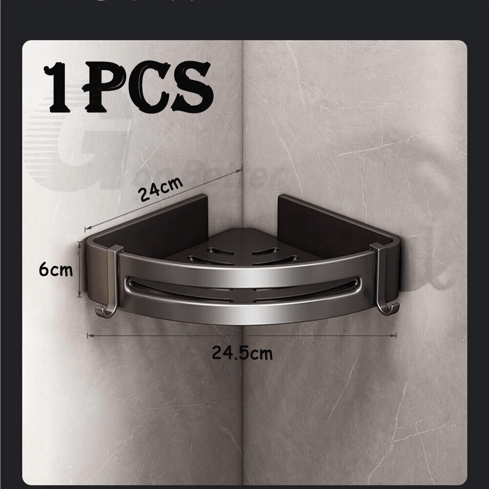 1 Corner Shower Shelf Caddy Adhesive No Drilling Bathroom Shampoo Holder Storage - HomeDIYer