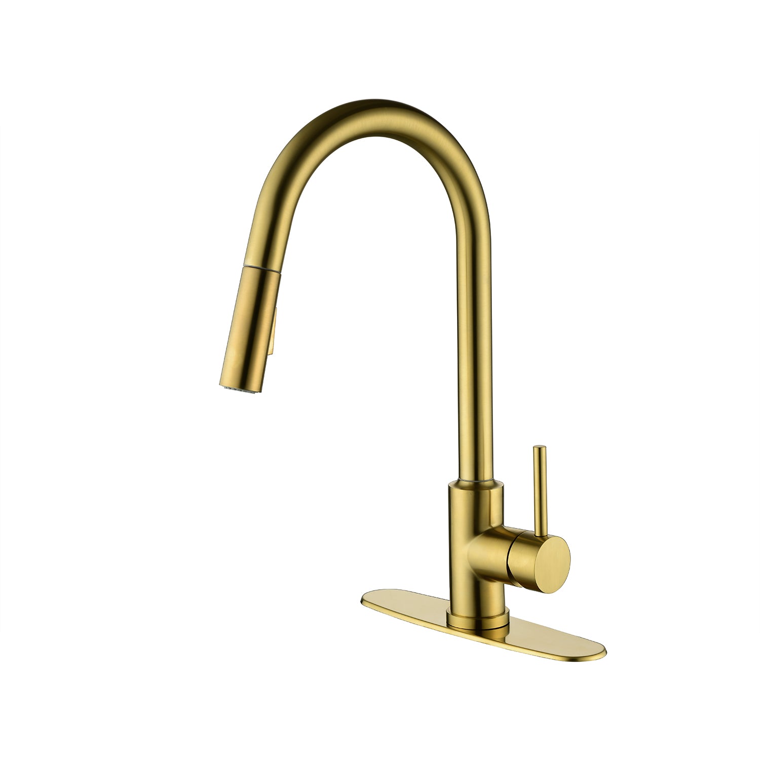 Kitchen Faucet with Pull Down Sprayer – Brushed Gold Stainless Steel, 360° Swivel, Dual Spray Modes, Single Handle for Modern Kitchens