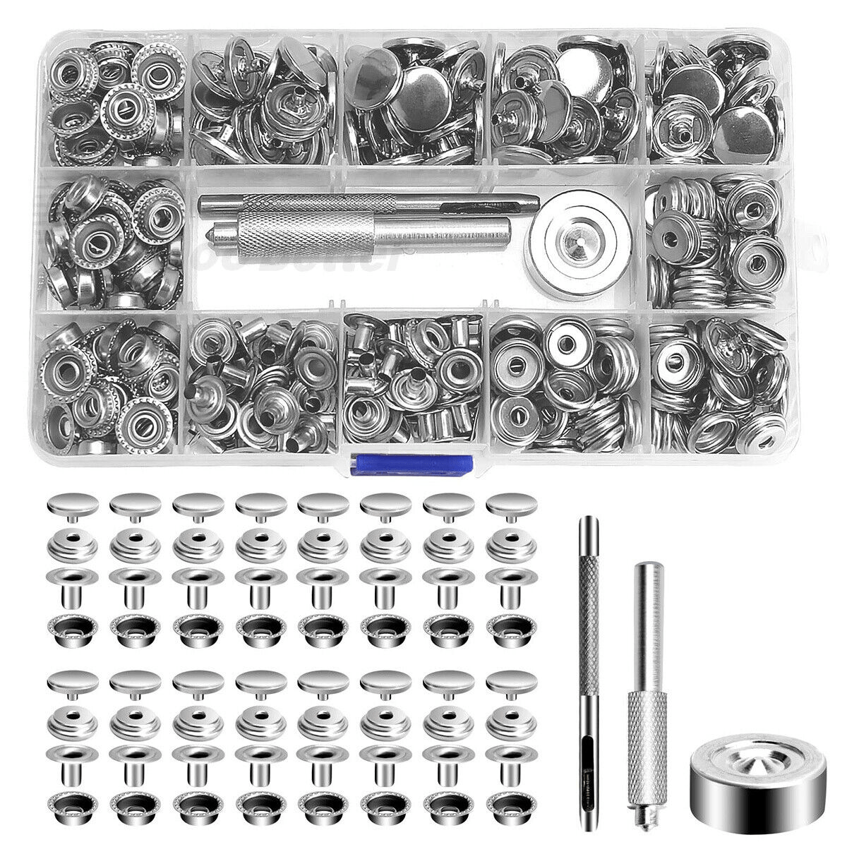 Canvas Snaps Kit, Fastener Screw Snaps for Furniture Canvas Marine Grade Boat Cover Snap Button Kit with Setting Tool - HomeDIYer