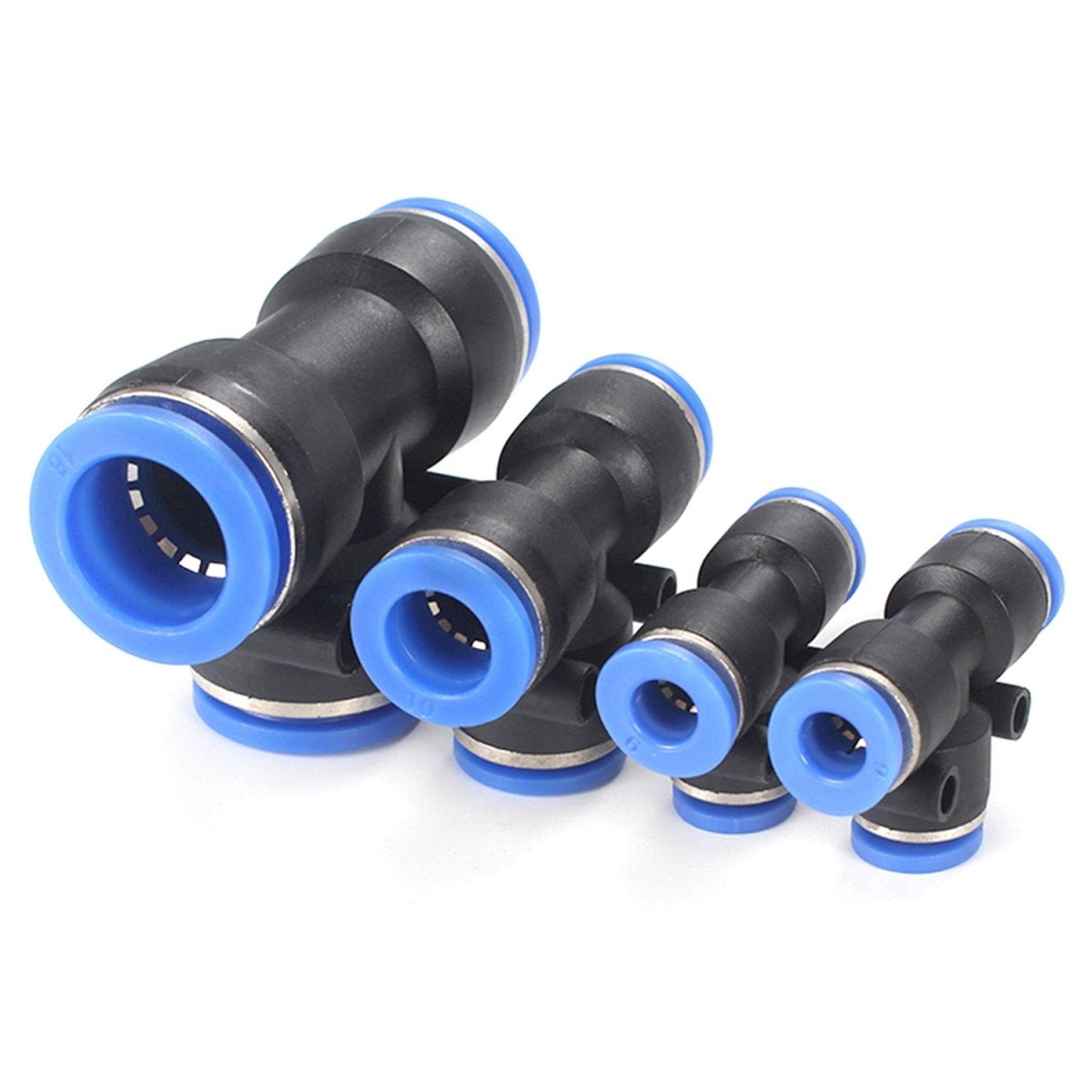 Pneumatic Push In Fitting - T Shape 3 Way Connector 1/6" - 5/8" For Air Water Pipe - HomeDIYer