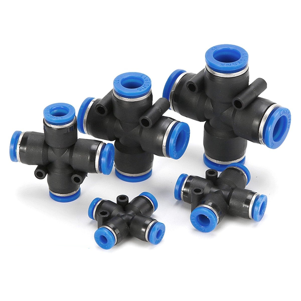 Pneumatic Push In Fitting Air Water Pipe - Equal 4 Way Connector 4 - 6 - 8 - 10 - 12mm - HomeDIYer