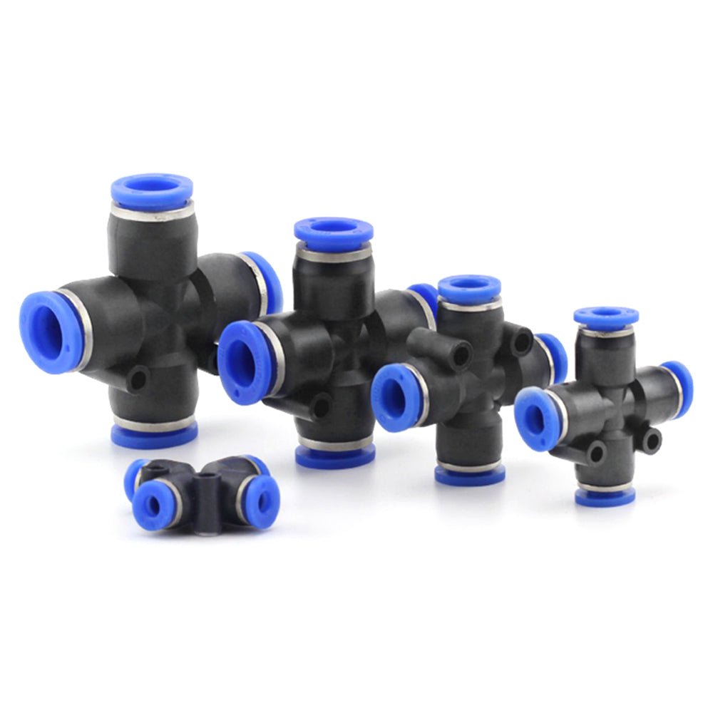 Pneumatic Push In Fitting Air Water Pipe - Equal 4 Way Connector 4 - 6 - 8 - 10 - 12mm - HomeDIYer
