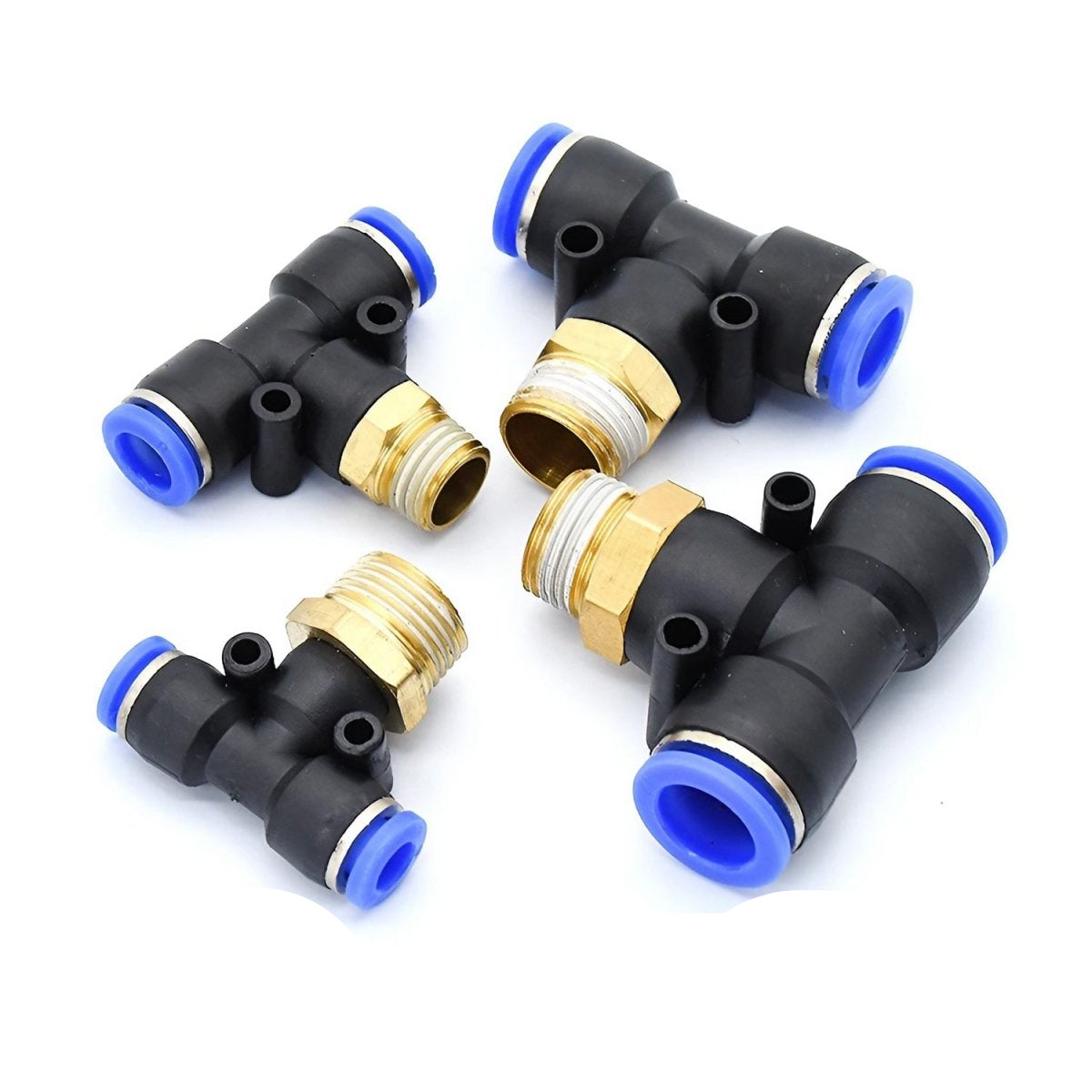 4 - 16mm Pneumatic Push In Fitting Tee T piece 3 Way Connector For Air Water Pipe - HomeDIYer