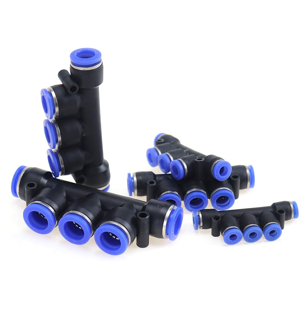 Pneumatic Fittings 5 WAY push - fit hose inline air - line connector 4,6,8,10,12mm - HomeDIYer